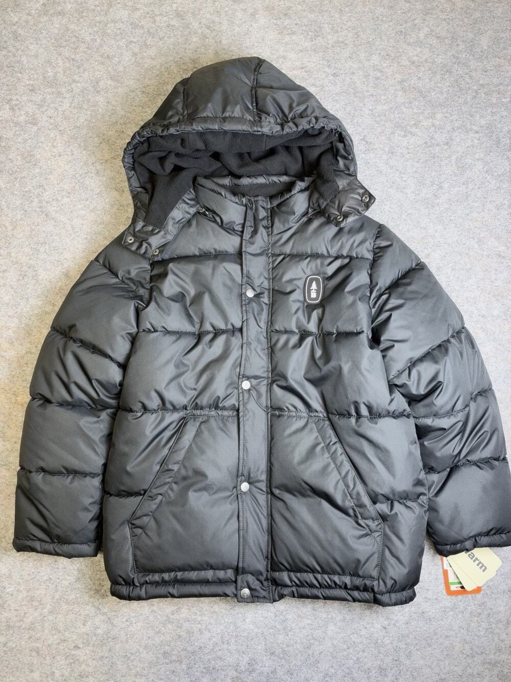 Bass Outdoor Big Boys Black Winter Puffer Jacket Heavyweight Hooded Coat Size L
